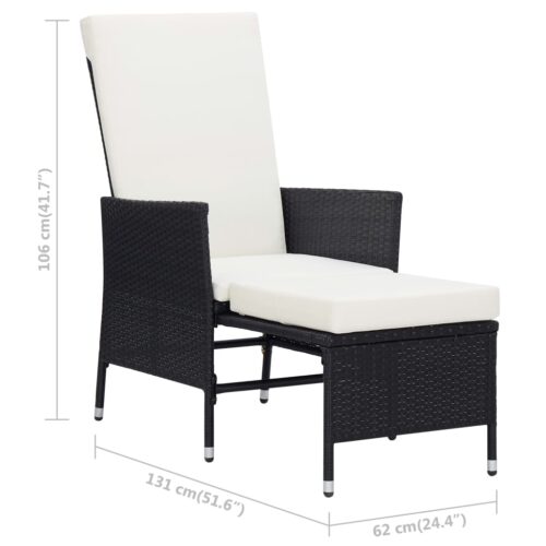 2-Piece Garden Lounge Set with Cushions Poly Rattan Wicker Outdoor Patio Furniture Black - Image 11