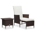 2-Piece Garden Lounge Set with Cushions Poly Rattan Wicker Outdoor Patio Furniture Brown