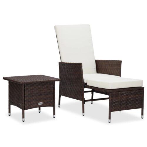 2-Piece Garden Lounge Set with Cushions Poly Rattan Wicker Outdoor Patio Furniture Brown