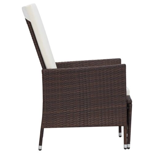 2-Piece Garden Lounge Set with Cushions Poly Rattan Wicker Outdoor Patio Furniture Brown - Image 5