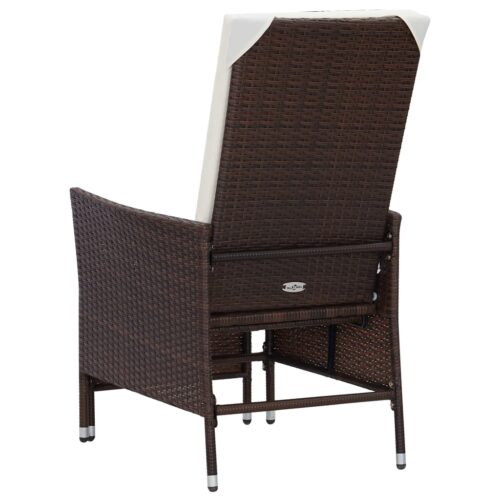 2-Piece Garden Lounge Set with Cushions Poly Rattan Wicker Outdoor Patio Furniture Brown - Image 7