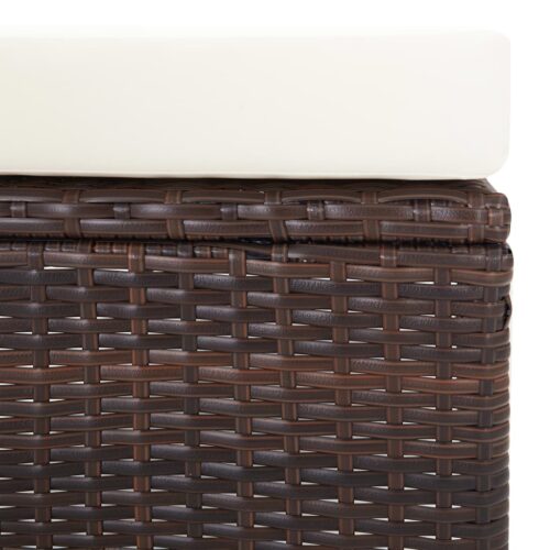 2-Piece Garden Lounge Set with Cushions Poly Rattan Wicker Outdoor Patio Furniture Brown - Image 8