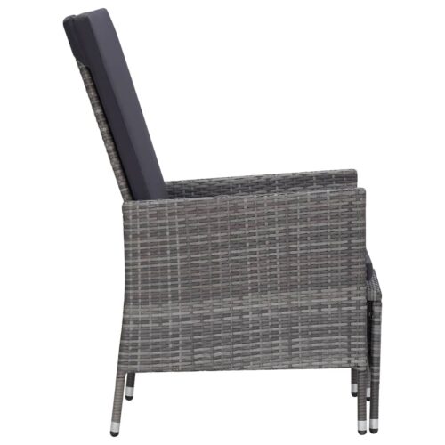 2-Piece Garden Lounge Set with Cushions Poly Rattan Wicker Outdoor Patio Furniture Grey - Image 5