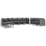 10-Piece Garden Lounge Set with Cushions Poly Rattan Wicker Outdoor Patio Furniture Grey