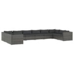 10-Piece Garden Lounge Set with Cushions Poly Rattan Wicker Outdoor Patio Furniture Grey