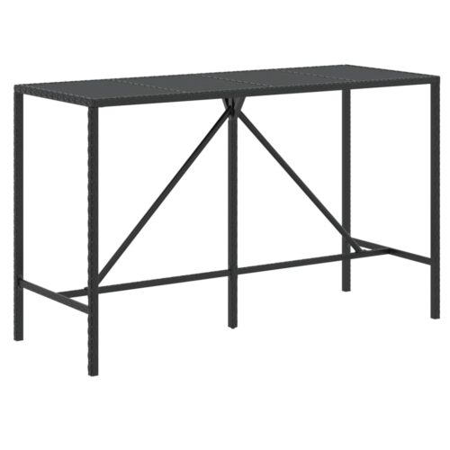 11-Piece Garden Bar Set with Cushions Black Poly Rattan Wicker Outdoor Patio Furniture - Image 6