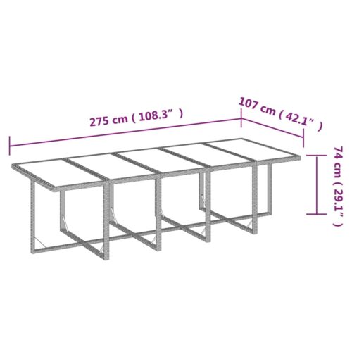 11-Piece Garden Dining Set with Cushions Poly Rattan Wicker Outdoor Patio Furniture Grey - Image 10