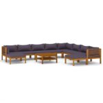 11-Piece Garden Lounge Set with Cushion Acacia Wood Timber Outdoor Patio Furniture