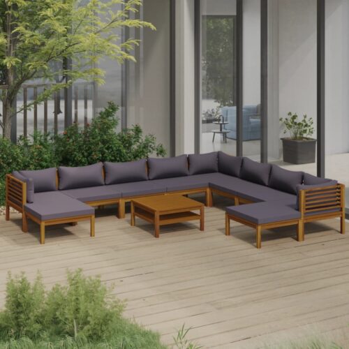 11-Piece Garden Lounge Set with Cushion Acacia Wood Timber Outdoor Patio Furniture - Image 2