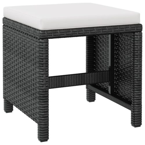 11-Piece Outdoor Dining Set Poly Rattan Wicker Outdoor Patio Furniture Acacia Wood Black - Image 7
