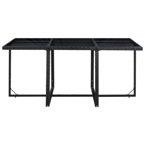 11-Piece Outdoor Dining Set with Cushions Poly Rattan Wicker Outdoor Patio Furniture Black - Image 7