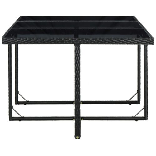11-Piece Outdoor Dining Set with Cushions Poly Rattan Wicker Outdoor Patio Furniture Black - Image 7