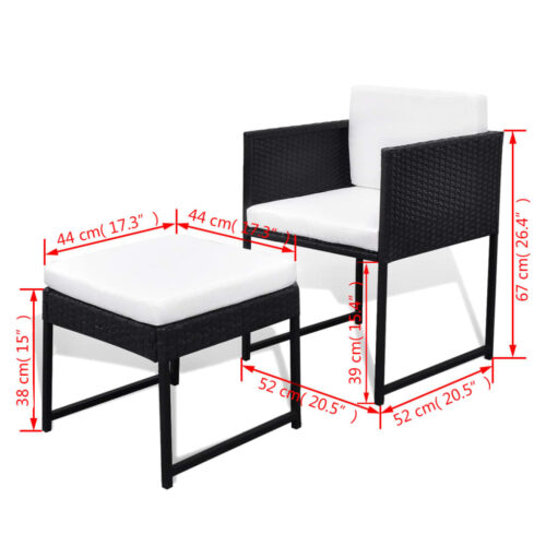 11-Piece Outdoor Dining Set with Cushions Poly Rattan Wicker Outdoor Patio Furniture Black - Image 8
