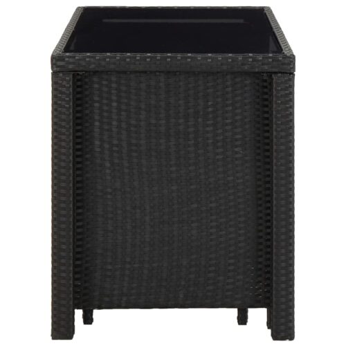 11-Piece Outdoor Dining Set with Cushions Poly Rattan Wicker Outdoor Patio Furniture Black - Image 5