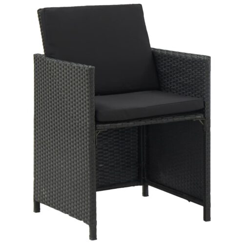 11-Piece Outdoor Dining Set with Cushions Poly Rattan Wicker Outdoor Patio Furniture Black - Image 6
