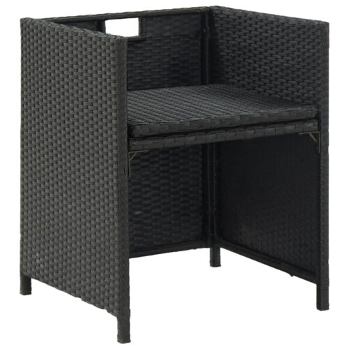 11-Piece Outdoor Dining Set with Cushions Poly Rattan Wicker Outdoor Patio Furniture Black - Image 8
