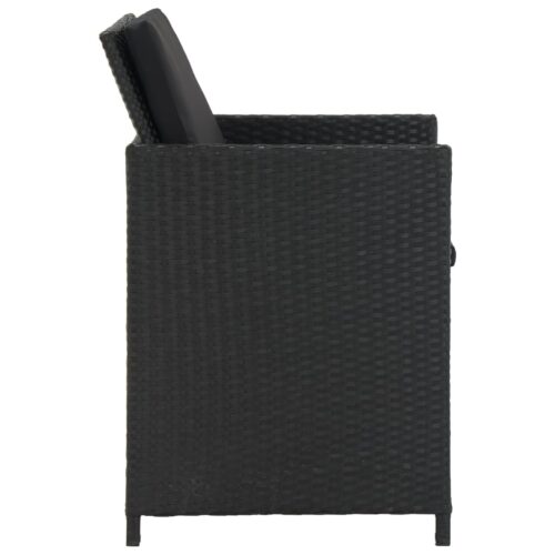 11-Piece Outdoor Dining Set with Cushions Poly Rattan Wicker Outdoor Patio Furniture Black - Image 9