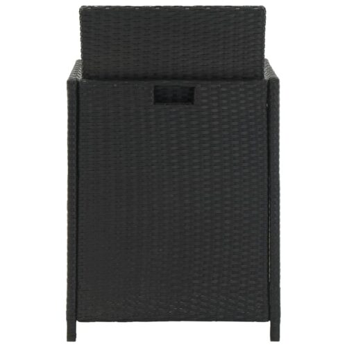 11-Piece Outdoor Dining Set with Cushions Poly Rattan Wicker Outdoor Patio Furniture Black - Image 10