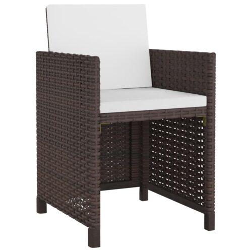 11-Piece Outdoor Dining Set with Cushions Poly Rattan Wicker Outdoor Patio Furniture Brown - Image 3