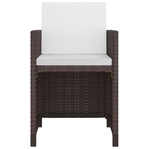 11-Piece Outdoor Dining Set with Cushions Poly Rattan Wicker Outdoor Patio Furniture Brown - Image 4