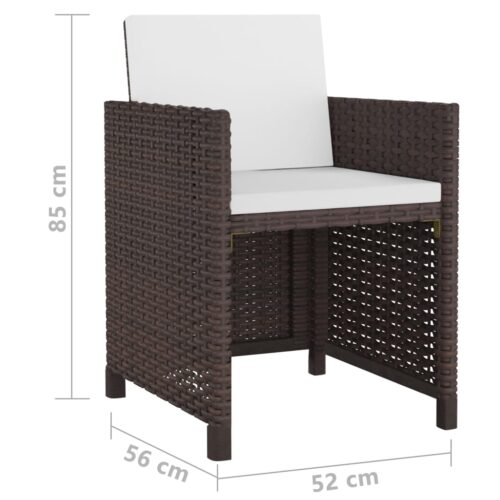 11-Piece Outdoor Dining Set with Cushions Poly Rattan Wicker Outdoor Patio Furniture Brown - Image 7