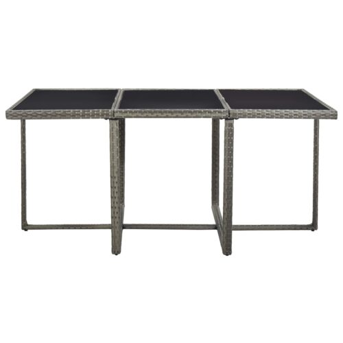 11-Piece Outdoor Dining Set with Cushions Poly Rattan Wicker Outdoor Patio Furniture Grey - Image 7