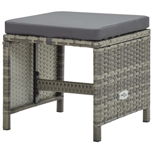 11-Piece Outdoor Dining Set with Cushions Poly Rattan Wicker Outdoor Patio Furniture Grey - Image 10