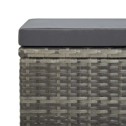 11-Piece Outdoor Dining Set with Cushions Poly Rattan Wicker Outdoor Patio Furniture Grey - Image 12