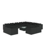 13-Piece Garden Lounge Set with Cushions Black Poly Rattan Wicker Outdoor Patio Furniture