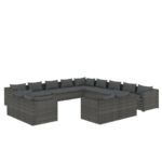 13-Piece Garden Lounge Set with Cushions Grey Poly Rattan Wicker Outdoor Patio Furniture