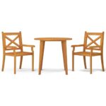 3-Piece Garden Dining Set Wood Timber Outdoor Patio Furniture Acacia