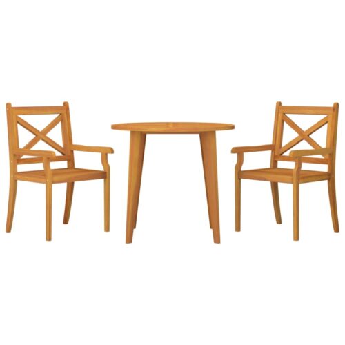 3-Piece Garden Dining Set Wood Timber Outdoor Patio Furniture Acacia - Image 2