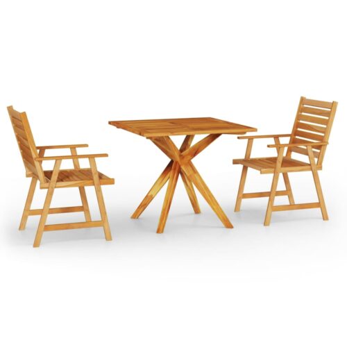 3-Piece Garden Dining Set Wood Timber Outdoor Patio Furniture Acacia