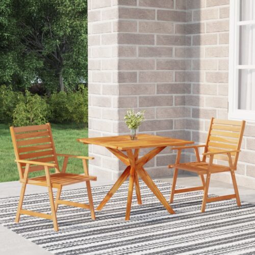 3-Piece Garden Dining Set Wood Timber Outdoor Patio Furniture Acacia - Image 10