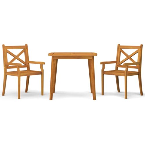 3-Piece Garden Dining Set Wood Timber Outdoor Patio Furniture Acacia