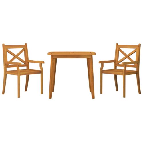 3-Piece Garden Dining Set Wood Timber Outdoor Patio Furniture Acacia - Image 2