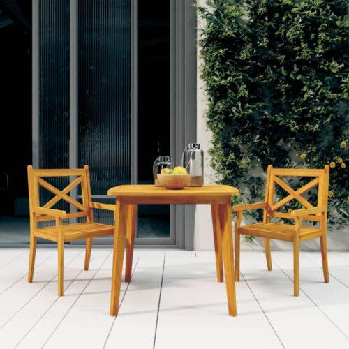 3-Piece Garden Dining Set Wood Timber Outdoor Patio Furniture Acacia - Image 11