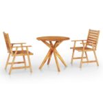 3-Piece Garden Dining Set Wood Timber Outdoor Patio Furniture Acacia