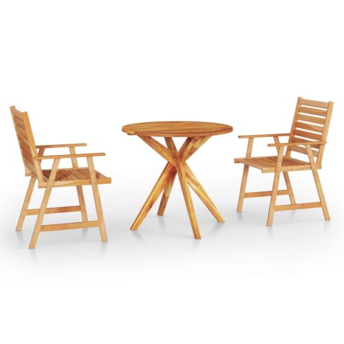 3-Piece Garden Dining Set Wood Timber Outdoor Patio Furniture Acacia