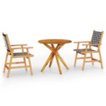 3-Piece Garden Dining Set Wood Timber Outdoor Patio Furniture Acacia