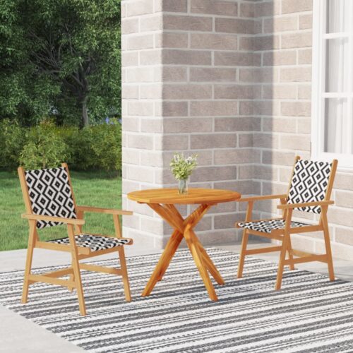 3-Piece Garden Dining Set Wood Timber Outdoor Patio Furniture Acacia - Image 9