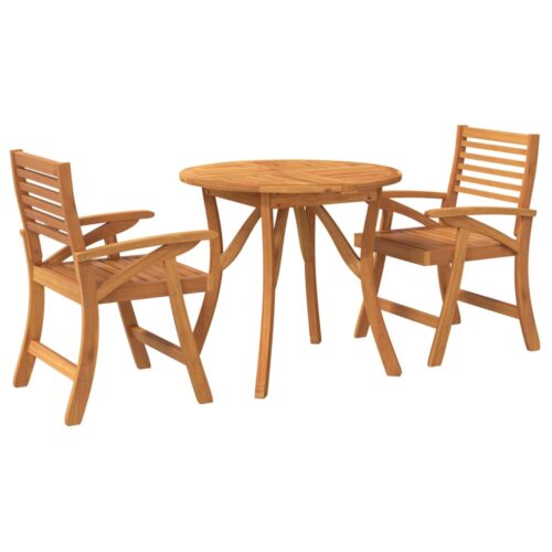 3-Piece Garden Dining Set Wood Timber Outdoor Patio Furniture Acacia - Image 2
