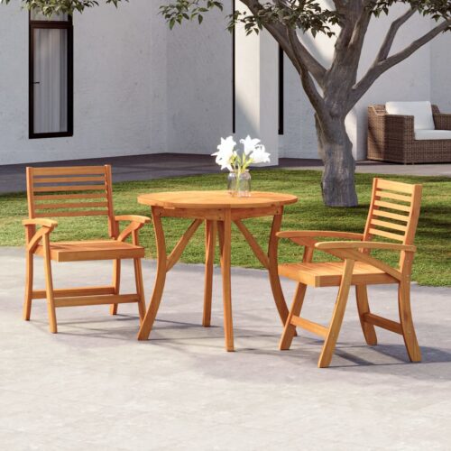 3-Piece Garden Dining Set Wood Timber Outdoor Patio Furniture Acacia - Image 10