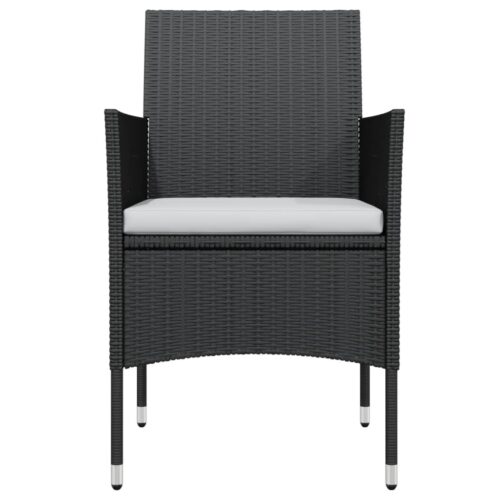 3-Piece Outdoor Dining Set with Cushions Garden Patio Bistro Chairs Table Black - Image 3