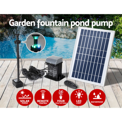 Gardeon Solar Pond Pump Submersible Fountain with Battery Kit LED Lights 5.2FT - Image 5