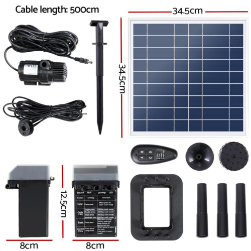 Gardeon Solar Pond Pump with Battery Kit LED Lights 9.8FT - Image 3