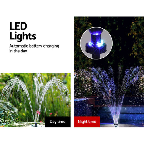 Gardeon Solar Pond Pump with Battery Kit LED Lights 9.8FT - Image 7