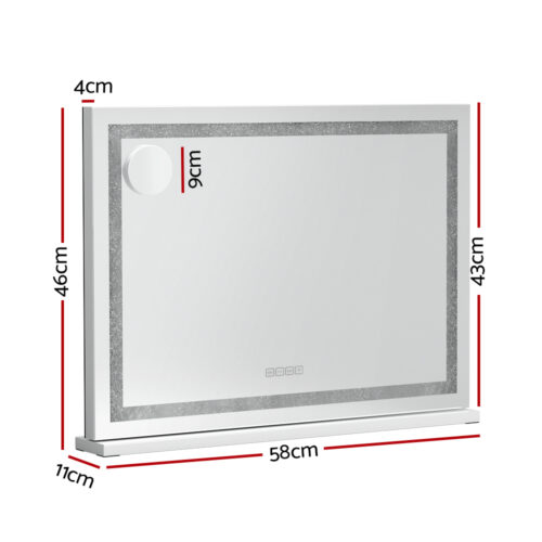 Embellir Bluetooth Makeup Mirror 58x46cm Hollywood Vanity with LED Light Crystal - Image 2