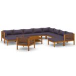 12-Piece Garden Lounge Set with Cushion Acacia Wood Timber Outdoor Patio Furniture