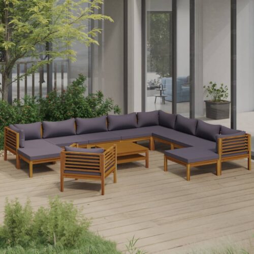 12-Piece Garden Lounge Set with Cushion Acacia Wood Timber Outdoor Patio Furniture - Image 2